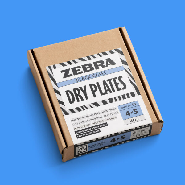Zebra 4×5 Black Glass Dry Plates